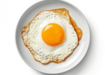 a fried egg on a white plate