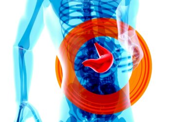a man with a stomach pain in the shape of a circle