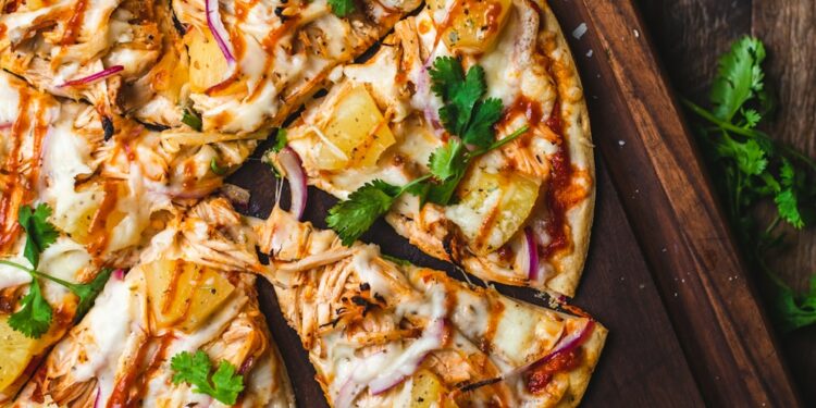 pizza on chopping board