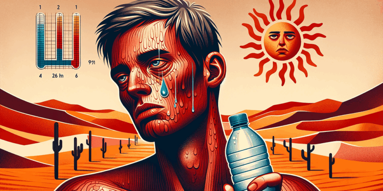 thirst, sun, dehydration, fatigue, tired, nature, pallor, ai created, heat, heatstroke