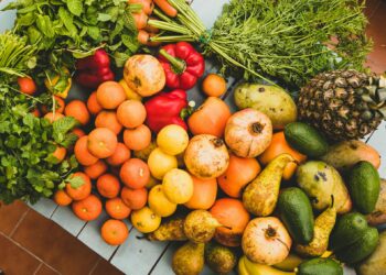 vegetables and fruits display