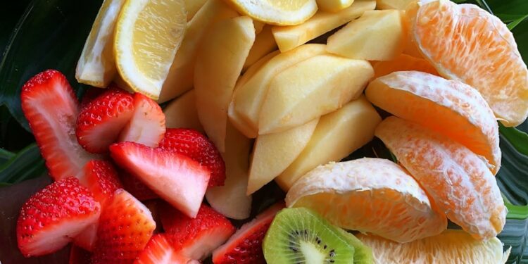 sliced strawberries and sliced apples
