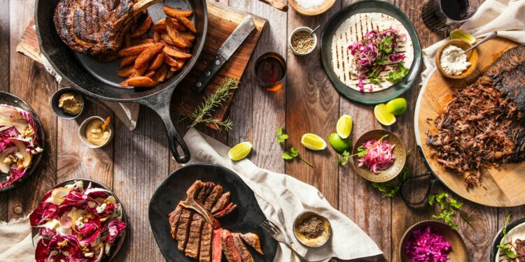 grilled meat on black pan