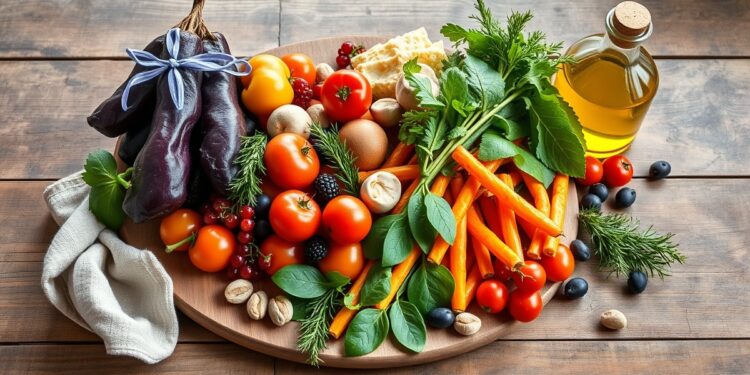 Assiette colorée style alimentation anti-inflammatoire