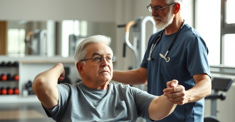 Séance de réhabilitation cardiovasculaire et entraînement en résistance supervisé chez un patient âgé