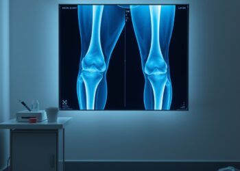 Radiographie articulaire montrant le liseré opaque de chondrocalcinose