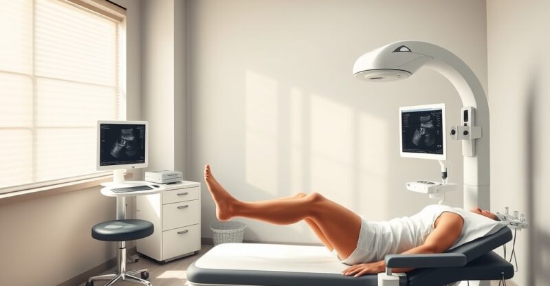 Examen de médecine du sport et échographie musculaire de la jambe