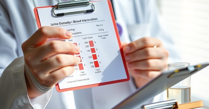 Bilan biologique d'osmolalité urinaire et d'ionogramme sanguin en consultation