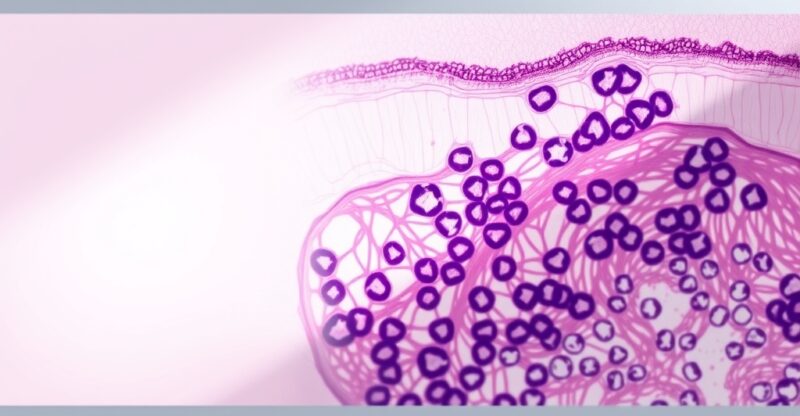 Coupe histologique de plaque épidermique et vascularisation dermique